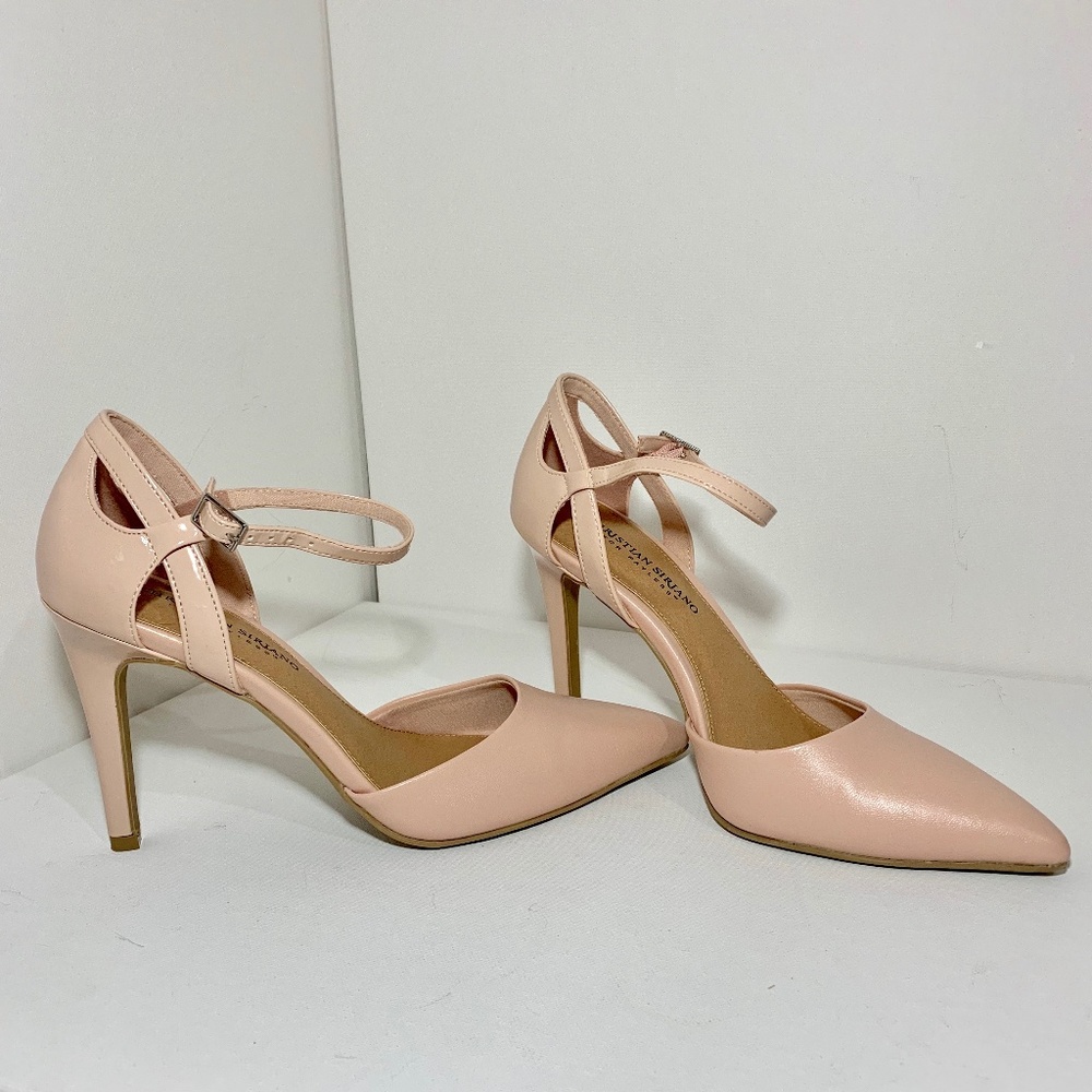 CHRISTIAN SIRIANO POINTED TOE PUMPS ANKLE STRAP